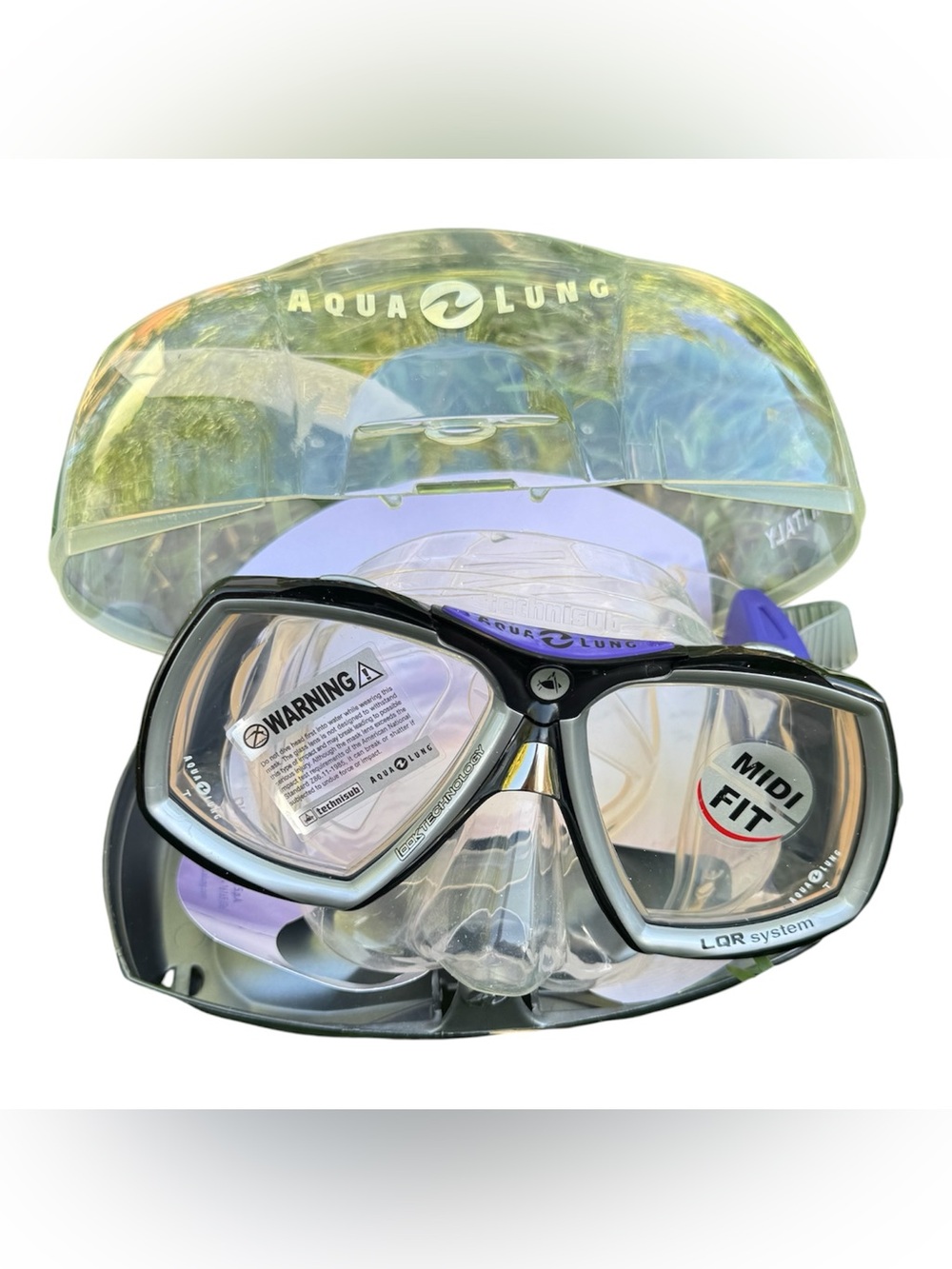Aqua Lung Midi Fit Scuba Diving Pool Summer Beach Goggle Mask with Case